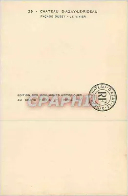 Zamek Azay-le-Rideau — Façada zachodnia — Le Vivier — Wydawnictwo Zabytków — Rewers