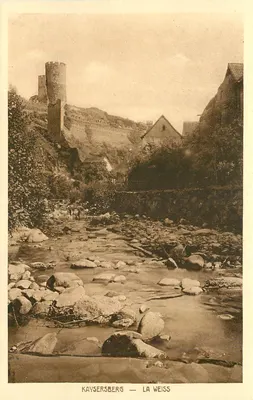 Kaysersberg — La Weiss — vista do castelo e do curso d'água