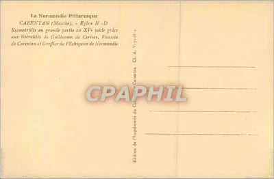 Carentan (Manche) — Igreja de Nossa Senhora — Editor Le Gubly — Verso