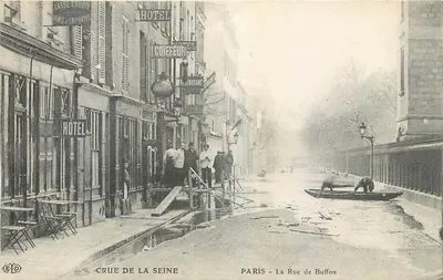 PARIS - A Rue de Buffon — Cheia do rio Sena — Editor E.P.D. n° 137
