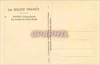As Arcadas da Rue Royale — Annecy (Haute-Savoie) — Éditions d'Art YVON — Verso