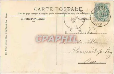 Castelo de Chantilly (Oise) — Entrada principal e Estátua do Conde Anne de Montmorency — Mme. Vve. Robineau, lib. edit., Chantilly — Verso