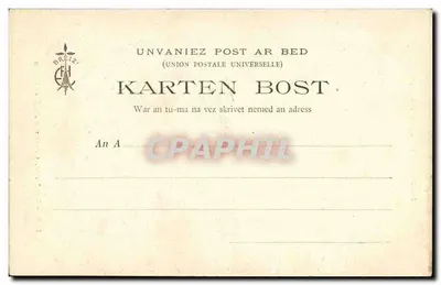 Een Wens, Kleding van het Morbihan — Bretagne (Collectie E. Hamonic) — E. H., St-Brieuc, uitgave van C. Post. Post. van Bretagne, n° 404 — Achterkant