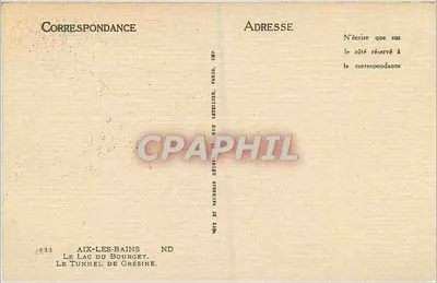 Jezioro Bourget — Tunel Grésine — Wyd. Neurider & Cie, Paryż — Rewers
