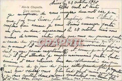 Aachen. Hauptbahnhof — widok głównego dworca z placem przed, wydawca nieznany — Rewers