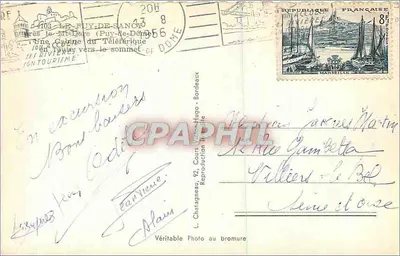 Le Puy-de-Dôme — Ansicht des Seilbahnweges zum Gipfel — Verlag L. Chatagneau, Bordeaux — Rückseite