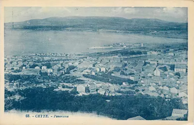 CETTE - Panorama — vista aérea da cidade e do lago — G. Artand, editor, Nantes