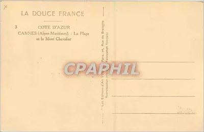 Cannes — Plaża i Wzgórze Kończyka — Wydawnictwo Sztuki VV01 — Rewers