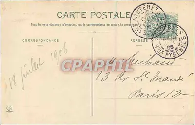 Cauterets — W górnej części Jeziora Gaube — Trasa do Vicqemale — Fototypia Labbuche Toulouse — Rewers