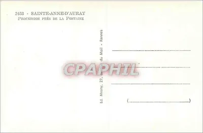 Sainte-Anne-d'Auray — Procesja obok fontanny — wyd. Mesny, 27, avenue du Mail, Rennes — Rewers