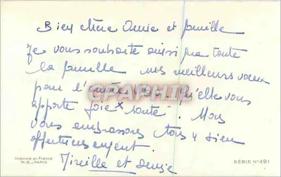 Zima — Szczęśliwe Nowe Rok — M.D. PARIS, seria N°491 — Rewers