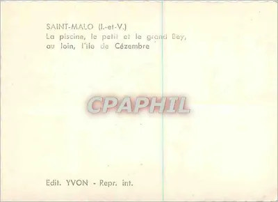 Saint-Malo (Il.-et-V.) — La piscine, le petit et le grand Bey, au loin, l'île de Cézembre — Edit. YVON — Verso