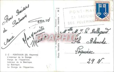 Pontmain — Pamiątka z Pontmain 17 stycznia 1871 — wydawca nieznany, numer seryjny nie widoczny — Rewers