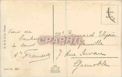 Paisagem invernal com igreja — W. R. B. & Co. Viena, série 2853 — Verso