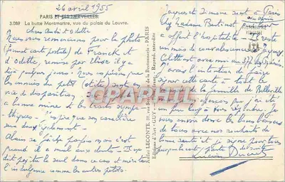 Paryż i jego cuda: Buttes Montmartre, widok z pałacu Louvre — Éditions Léconte d'Art, Guy, 3.089 — Rewers