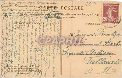 Grenoble 1925 — Exposition Internationale de la Houille blanche et du Tourisme — Pavillon des Chemins de fer français — Verso