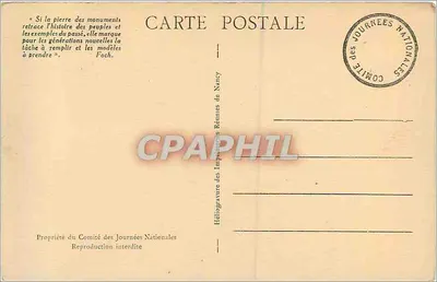 Journées Nationales de Juillet 1929 — Komemoracja zmarłych za Ojczyznę — Wydawca: Komitet Journées Nationales Nancy — Rewers