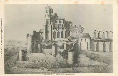 Ruínas da Catedral de Avranches — gravura de M. L. G. Lechaplaïs — edição proibida