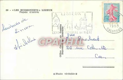 Les Buissonnets — Façada wejścia — Office Central de Lisieux — Rewers