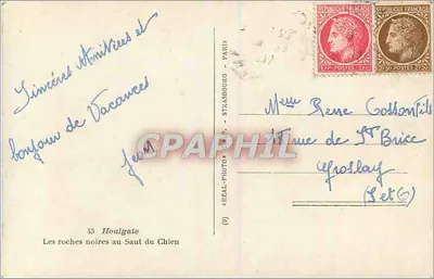 As rochas negras no Saut du Chien — 45 Houlgate — editor REAL-PHOTO-PA — Verso