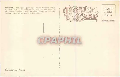 Londres - Trafalgar Square — editor J. Arthur Dixon, Newport, I.W. LON/5 — Verso