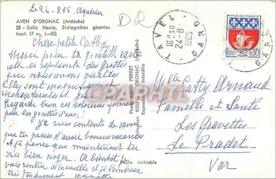 Aven d'Orgnac — Estalagmites gigantes — Foto Albert RIEU — Verso