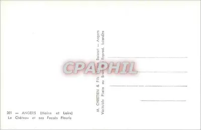Angers — Zamek i jego kwitnące fosy — M. CHRETIEN & Fils, Angers — Rewers