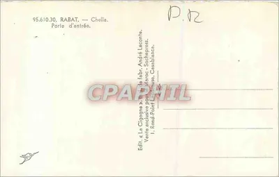 Ingangspoort van Chella — Rabat — Ed. « La Cigogne » — Achterkant