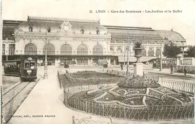 LYON - Estação dos Brotteaux - Os Jardins e o Buffet — Carrier, editor, modelo depositado