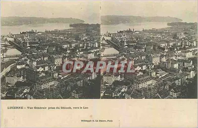 Lucerne — Vue Générale prise du Gütscb, vers le Lac — Héliotype L. La Délcy, Paris