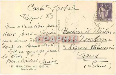 Peira-Cava — Vista invernal — Editor desconhecido, número de série não visível — Verso