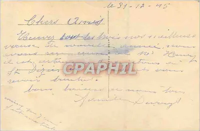 Cena invernal com cabana nevada — CP 975, editor CP — Verso