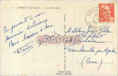 The Basilica of Lisieux — Publisher Saby — No. 8 — Back
