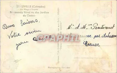 Ouville-la-Gigouët (Calvados) — Plaża Kwiatowa, Hotel Normandy z Ogródka Kasyna — Éditions LA CIGOGNE — Rewers