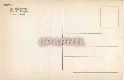 Rzym — Widok ulicy Via dell'Impero z ruinami antycznymi — wydawca nieznany, numer serii nie widoczny — Rewers