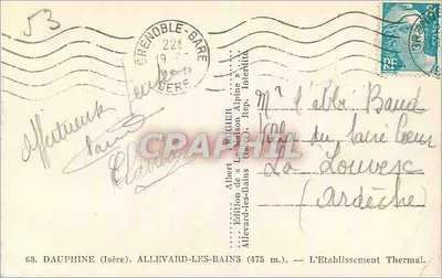 Allevard-les-Bains — A Estação Termal — Edição de « La Maison Alpine » — Verso