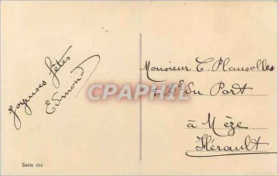 Arranjo de pêssegos — editor Joyeuses Lettres, série 454 — Verso