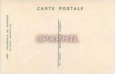 Katedra Chartres — Bocznik południowy — XIII wiek — Wydawnictwo Houvet, nr 1026 — Rewers