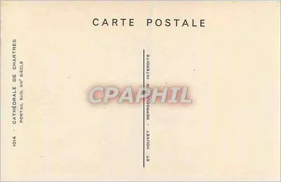Catedral de Chartres — Portal sul, XIIIº século — Editor Houvet, n° 1014 — Verso