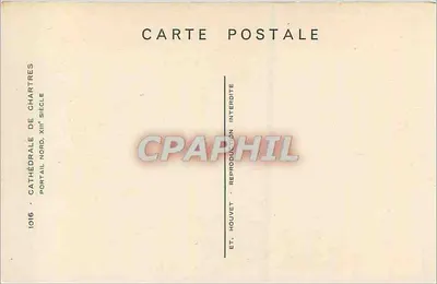 Katedra w Chartres — Portal północny, XIII wiek — Wyd. Houvet, nr 1016 — Rewers