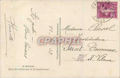 Widok na port w Honfleur — wydawca A.P. — numer serii nieczytelny — Rewers