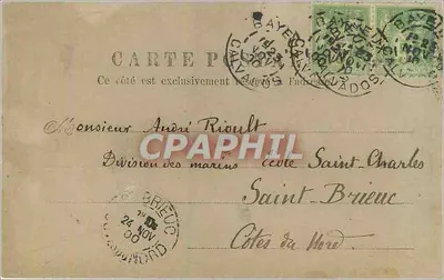 Bayeux — Kathedrale — Ansichtskarte von Bayeux nach Saint-Brieuc — Rückseite