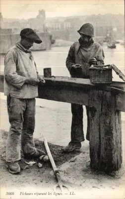 Pescadores consertando as linhas — LL. — n° 3060