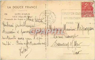 NICE — Promenade des Anglais i Pałac na Jeziorku — Les Éditions d'Art YVON, n°358 — Rewers