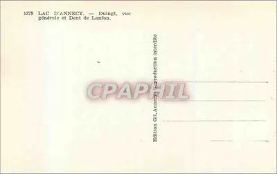 Jezioro Annecy — ogólne widok i szczyt Lantfon — Wydawnictwo Gil Annecy, nr 1379 — Rewers