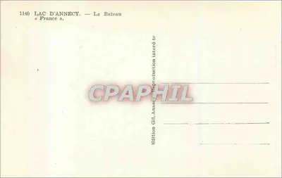 Lac d'Annecy — Le Bateau « France » — Édition Gil, Annecy — Verso