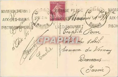 Aix-les-Bains — Park i pałac Źródeł Patriaux — arch. D.P.L.G. — Rewers