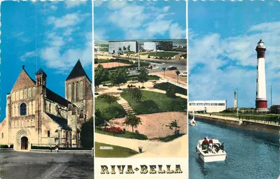 Riva-Bella — vista triptyque da igreja, do cassino e do farol — Edições « La Cigogne »