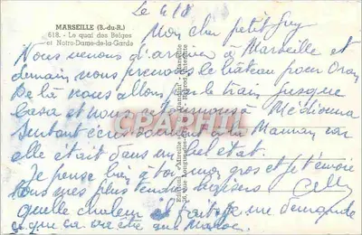 Marseille (B.-du-R.) — O cais do Belge e Notre-Dame-de-la-Garde — Edições « Mirallie » — Verso