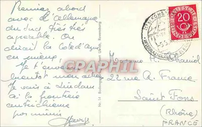 Konstanz/Bodensee — Rio Reno com Alpes Suíços — editor Nr. 14, Ulrich, Ravensburg — Verso